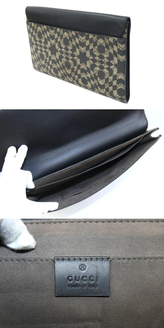 Gucci bag clutch leather GG Supreme case Kaleido black beige Black Tan